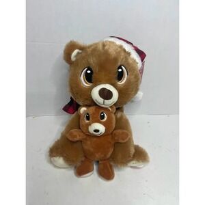 NWT Sound & Light Animatronic Bear & Baby Christmas Hat Musical Motion New